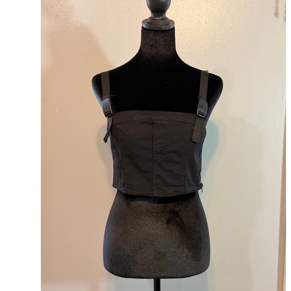 ZARA Black Utility Crop Top Adjustable Buckle Straps Y2K Streetwear